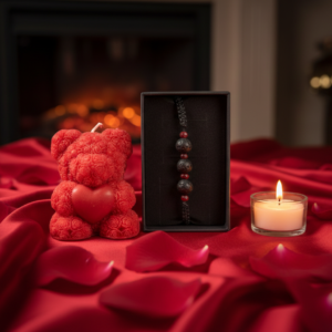 Valentine’s Premium Gift Set for HIM -Fire & Earth" – Ανδρικό Ενεργειακό Βραχιόλι & Χειροποίητο κερί